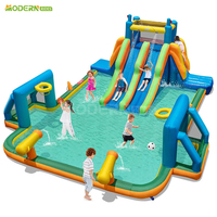 Toboggan gonflable commercial combiné humide et sec avec château gonflable pour château gonflable