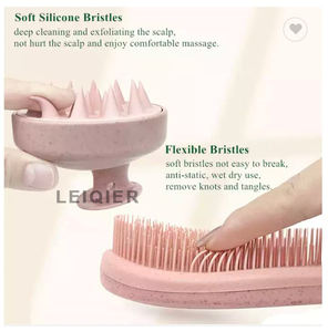 Set Pettine Districante in Paglia di Grano e Spazzola Massaggiante per Cuoio Capelluto in Silicone con Logo Personalizzato, Confezione con Sacchetto, Spazzole Districanti da Donna - Product Image 5