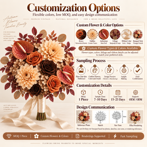 Künstlicher Terrakotta-Brautstrauß Plastik-Hochzeitsblumen Handgefertigte Moderne Blumenkugel Tischdekoration für Braut Herbst - Product Image 5