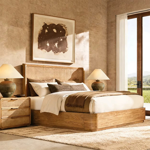 Set Camera da <span class=keywords><strong>Letto</strong></span> di Lusso in Legno Massello Stile Villa: <span class=keywords><strong>Letto</strong></span> <span class=keywords><strong>Matrimoniale</strong></span> + Comodino <span class=keywords><strong>per</strong></span> Arredamento Camere di Hotel e Resort JANSSONG - Product Image 1