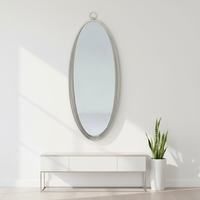 Miroir mural moderne en métal doré champagne, forme ovale, verre trempé, à fixer au mur, pour salon, chambre, décoration intérieure