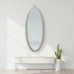 Miroir mural moderne <span class=keywords><strong>en</strong></span> métal doré champagne, forme ovale, verre trempé, à fixer au mur, pour salon, chambre, décoration intérieure - Product Image 3