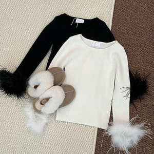 T-Shirt tinta unita per la primavera autunno per bambine in stile occidentale abbigliamento per bambini con nappe pelose maniche Casual camicia a fondo - Product Image 4