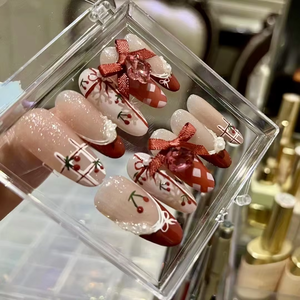 <span class=keywords><strong>Uñas</strong></span> Postizas Acrílicas Hechas a Mano con Incrustaciones de Diamantes de Imitación en 3D con Diseño de Almendras, Sin Rastro, Cobertura Completa, Pegamento - Product Image 3