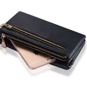 Boshiho Double Zipper Leather Lady Clutch <b>Wristlets</b> - Product Image 3
