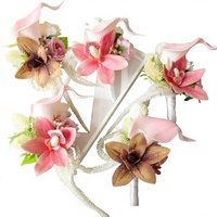 Bros Boutonniere Anggrek Calla Lily Baja Tahan Karat Model 2677 untuk Pengantin Pria Pengiring Pria Pengiring Pengantin
