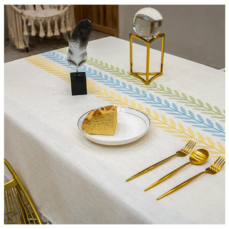 Modern and simple linen jacquard decoration soft table cloth