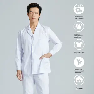 Costume fendu à manches courtes pour infirmière, manteau blanc, ensemble court d'été, salopette de médecin <span class=keywords><strong>dentaire</strong></span>, col montant, gommages médicaux - Product Image 3