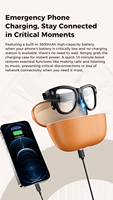 Gafas Inteligentes con IA, Estuche de Carga, Audio BT, Cámara, Control por Voz, Música, Batería de Larga Duración