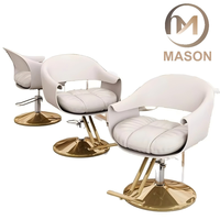Fauteuil de Barbier en Acier Inoxydable Populaire sur Internet avec Accoudoirs Rotatifs et Réglables en Hauteur, Revêtement en Cuir PU, Design Luxe Léger pour Salon de Coiffure et Usage Domestique