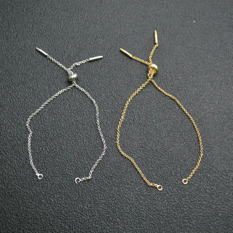 Bracelets à breloques ajustables en or 18k, pour fabrication des perles plaquées or, chaînes Rolo en métal et laiton