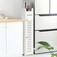 Modern Küçük Banyo Depolama Köşe Dolabı Çift Katlı Raflar Fırçalanmış Beyaz PVC Dar Banyo Lavabo Düzenleyici Tuvalet Otel