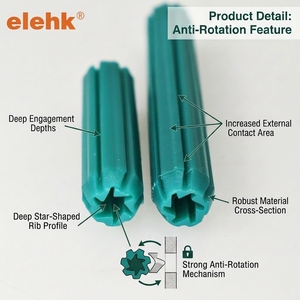 Elehk Lot de 1500 vis à murs vertes pour maçonnerie, chevilles d'expansion en <span class=keywords><strong>plastique</strong></span> et goujons à haute visibilité pour une fixation facile - Product Image 2