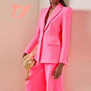 TUOYI nuovo abbigliamento da ufficio donna <span class=keywords><strong>pantaloni</strong></span> a zampa con Blazer <span class=keywords><strong>rosa</strong></span> abito da donna per abbigliamento Casual invernale tinta unita - Product Image 2