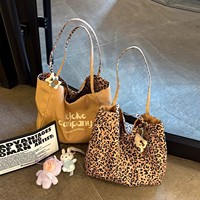 Sac fourre-tout personnalisé OEM en toile imprimé léopard pour femme, grande capacité, style japonais et coréen, décontracté, pour le quotidien, vente en gros d'usine