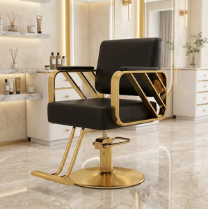 Silla de Barbero con Marco Dorado y Base de Madera Resistente al Desgaste, Modelo Sand Dragon, para Salón de Belleza Comercial - Product Image 1