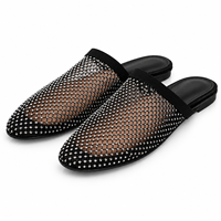 Mules en maille à strass pour femmes, chaussures plates scintillantes sans talon, style coréen, logo personnalisé, vente en gros