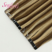 Extensions de cheveux humains à bandes adhésives Seam Hair Wholesale, style balayage piano, couleur mixte, lisses