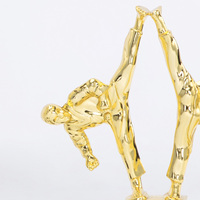 Trophée de haute qualité pour le judo, la boxe libre, le taekwondo et les arts martiaux, en plastique doré imprimé UV, design assemblable, base en marbre noir