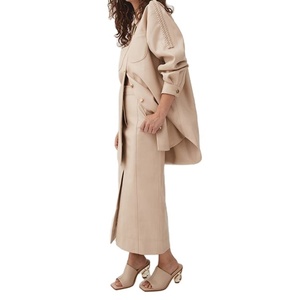 Nouveautés pour l'automne : Ensemble deux pièces en lin pour femme, comprenant un long manteau boutonné et une jupe longue trapèze taille haute en lin - Product Image 3