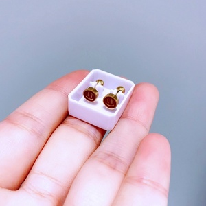 Hợp thời trang 18K mạ vàng thép không gỉ vít xoắn Tai xương Studs ngọt ngào dễ thương trẻ con phim hoạt hình động vật trái cây Thời Trang Bông Tai - Product Image 6