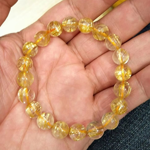 Bracciale di guarigione all'ingrosso 8mm oro naturale rutilato ricchezza quarzo perle di pietra sciolte bracciali - Product Image 4