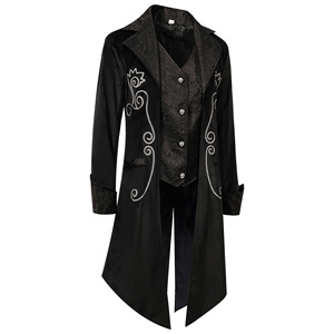 Tailcoat Steampunk Médiéval Brodé pour <span class=keywords><strong>Homme</strong></span> Veste Gothique Victorienne Vintage Redingote Fête Costumes d'Halloween - Product Image 2