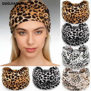 Bandeau imprimé léopard pour femmes, bandeau en polyester tendance pour le sport, le yoga, les mariages, accessoires de <span class=keywords><strong>cheveux</strong></span> de style européen et américain - Product Image 1