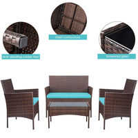 Ensemble de meubles de jardin avec table et chaises rembourrées pour la terrasse