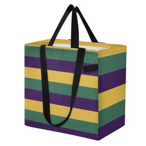 Bolso de Mano Acolchado de Poliéster Reutilizable de Gran Capacidad con Estampado Hawaiano a Rayas para Mujer, con Logotipo Personalizado - Product Image 2