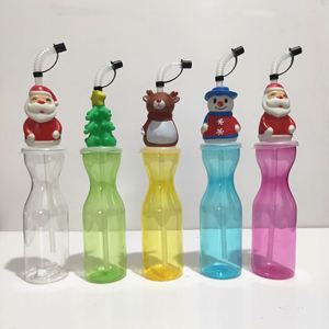500ml Cartoon Cute Animal LED Light Colored Fruit Juice Water Bottle <b>Plastic</b> PET Sluch Ice <b>Drink</b> Yard <b>Cup</b> with Lid and Straw - Product Image 3