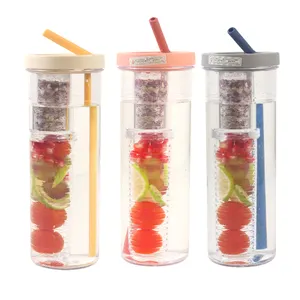 Groothandel Custom Logo Plastic Sap Water Fruit Infuser Met Stro