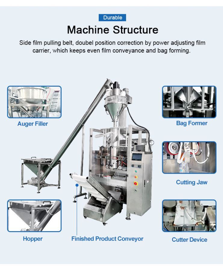 Machine à emballer la poudre de café entièrement automatique, 2kg 1kg 2kg, avec serre-tête et pince de remplissage