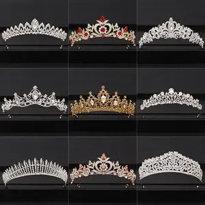 LUOXIN Wedding Hair Accessories Rhinestone Queen Crown Wedding Round Tiara For Bride