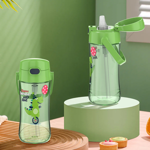 ขวดพลาสติกทริทันสำหรับพิมพ์ 3 มิติ ขนาด 450 มล. ฝาเปิดแบบสัมผัสเดียว ปลอดสาร BPA พร้อมหลอดดูดสำหรับเด็ก - Product Image 5