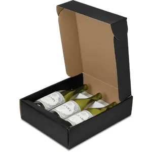 Online cheap corrugated wine shipping boxes with divider wholesale alcohol gift baskets for delivery