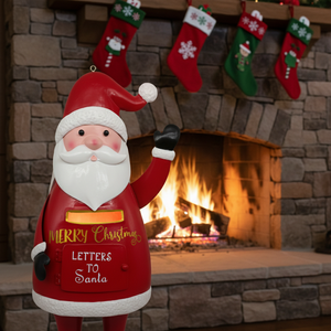 Figurine de Père Noël agitant la main pour boîte aux lettres - Contient des lettres pour Père Noël, décoration de Noël interactive pour enfants - Product Image 4