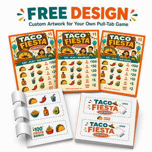 Data Security Taco Fiesta Pull Tab Cards Custom Gameplay Symbols Prize Plan Break Open <b>Tickets</b> for Restaurants and Fundraisers - Product Image 3