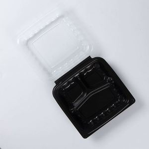 Venta Directa de Fábrica, Lonchera Desechable de Polipropileno Blanca y Negra Tipo Concha, para Catering, Contenedores de Alimentos con Bisagras Ecológicos - Product Image 5
