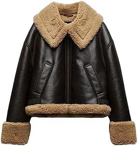 Giacca di pelle da uomo calda da <span class=keywords><strong>donna</strong></span> foderata in <span class=keywords><strong>Shearling</strong></span> classico cappotto di pelle isolante invernale in stile Aviator - Product Image 1
