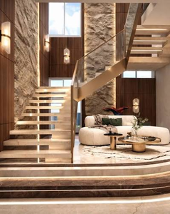 Escalera Flotante <span class=keywords><strong>de</strong></span> Lujo CBMmart con Peldaños <span class=keywords><strong>de</strong></span> Mármol, Escalera en Voladizo con Barandilla <span class=keywords><strong>de</strong></span> Vidrio Estándar SGCC/AS NZS2208 para Villa - Product Image 4