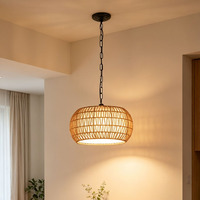 Suspension de style farmhouse à hauteur réglable, éclairage doux, en corde de papier tressée, douille E26/E27