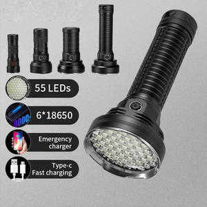 <span class=keywords><strong>Lampe</strong></span> <span class=keywords><strong>de</strong></span> <span class=keywords><strong>poche</strong></span> et torche super lumineuse à 55 LED, stroboscopique, SOS, <span class=keywords><strong>90000</strong></span> <span class=keywords><strong>lumens</strong></span>, rechargeable, poignée portable, grande et lourde, en aluminium - Product Image 4