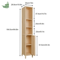 Armoire haute et étroite du sol au plafond, porte simple, organisateur de rangement en bambou pour appartement, couloir, salon, meuble