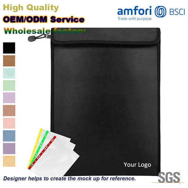 Wholesale Travel Waterproof Fireproof Passport Holder Wallet Fireproof File Money Organizer Bag Fireproof Document Storage Bags
