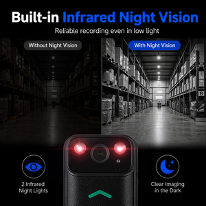 Caméra corporelle portable 2K 64 Go avec vision nocturne et écran tactile pour la sécurité, la livraison et les travaux – Enregistreur vidéo espion - Product Image 5