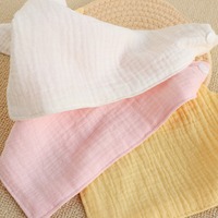 Serviette triangulaire pour bébé en tissu crêpe pur coton, imperméable, résistante aux taches, couleur unie, anti-vomissement pour enfants