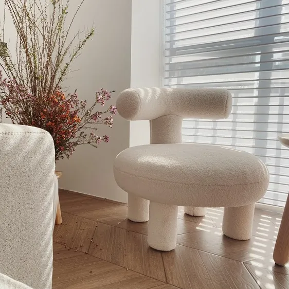 Mobiliário de designer nórdico moderno sem braços, sala de estar, sofá baixo, tecido boucle