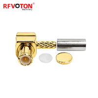 Vente directe usine – Connecteur MCX mâle plaqué or à angle droit 90 degrés, câble de raccordement RF 6 GHz pour câbles coaxiaux RG316, RG174, LMR100