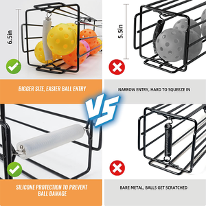 Panier à balles de pickleball FiveK de haute qualité, panier en acier inoxydable, porte-balles avec longue poignée, outil d'entraînement - Product Image 4